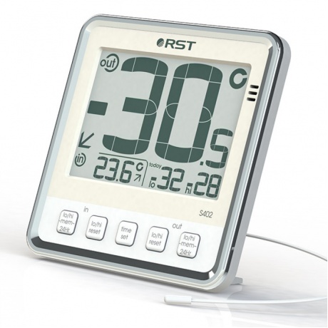 Цифровой термометр RST с большим дисплеем, дом/улица, цвет слоновая кость 02402 - фото 1