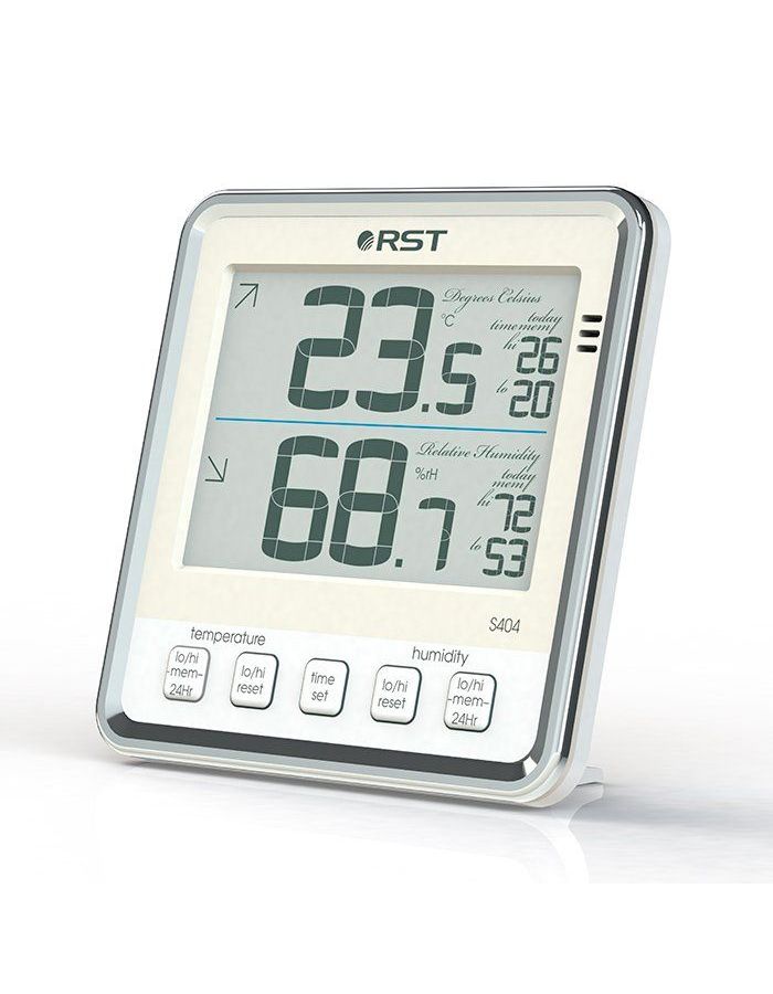 Цифровой термогигрометр RST с большим дисплеем, цвет слоновая кость 02404 измеритель температуры и влажности воздуха мегеон 20150 термогигрометр цифровой
