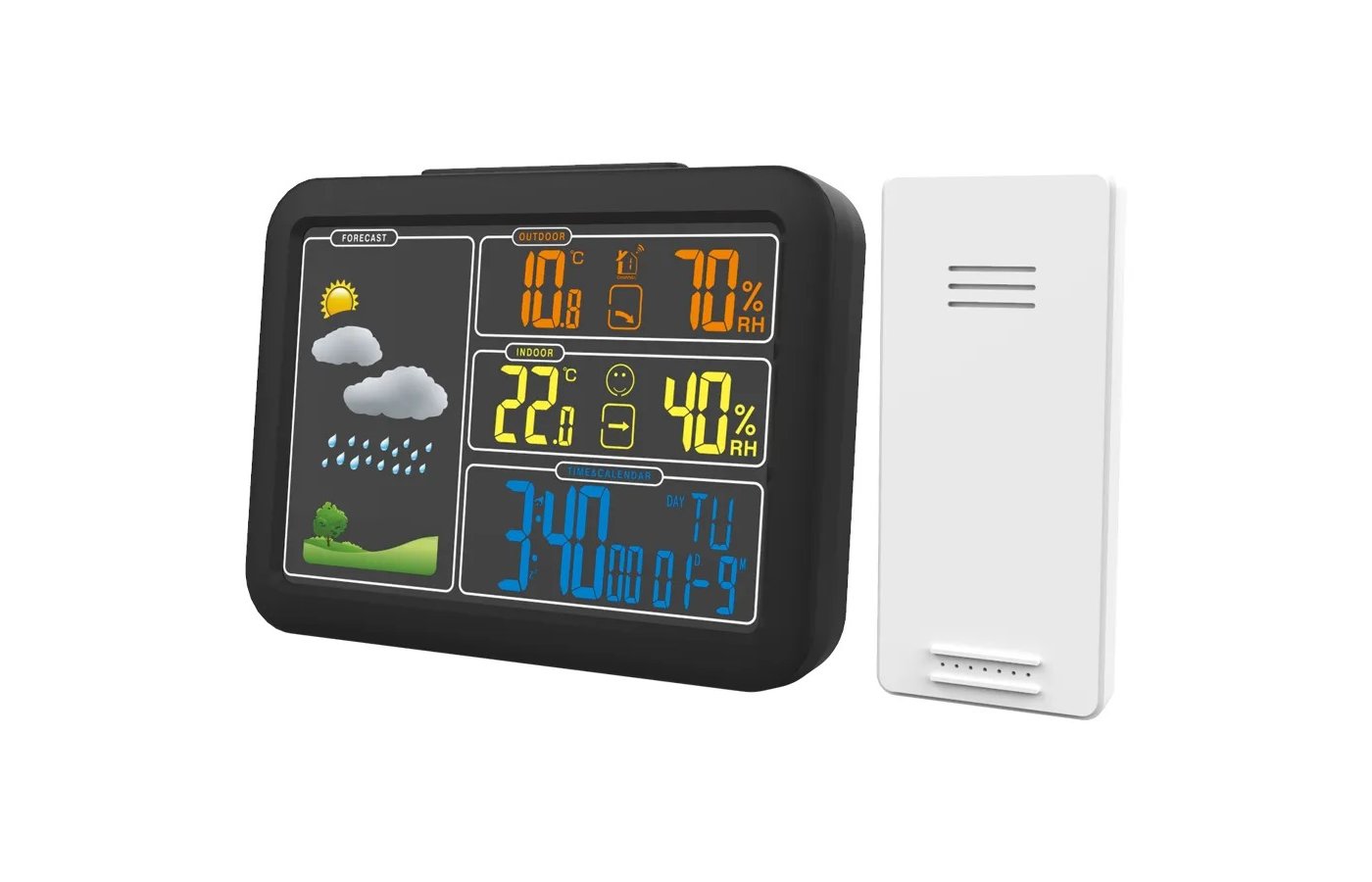 Метеостанция Ritmix CAT-340 Black термометр, гигрометр, цветной LED дисплей, часы, будильник