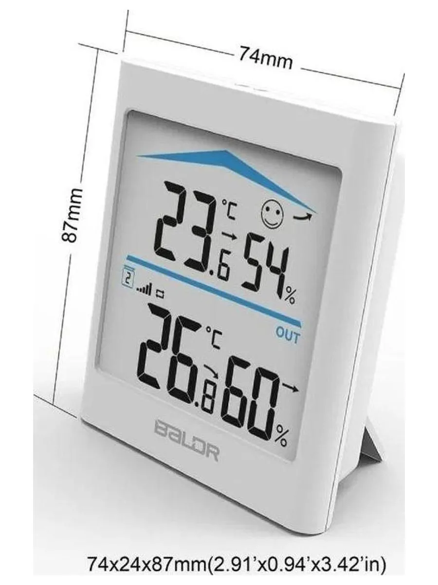 Термогигрометр BALDR B0135T2H2-WHITE цифровой с внешним датчиком, белый - фото 8