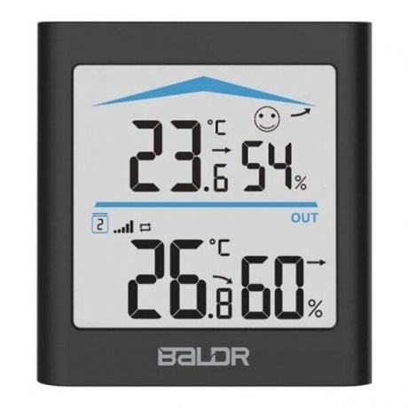 Термогигрометр BALDR B0135T2H2-BLACK цифровой с внешним датчиком, черный - фото 2