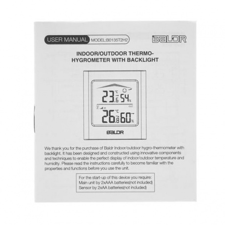 Термогигрометр BALDR B0135T2H2-BLACK цифровой с внешним датчиком, черный - фото 9
