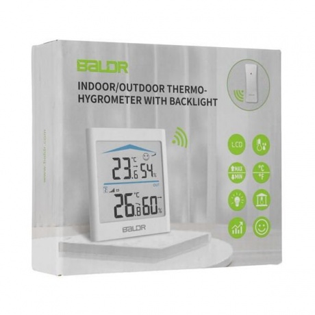 Термогигрометр BALDR B0135T2H2-BLACK цифровой с внешним датчиком, черный - фото 10
