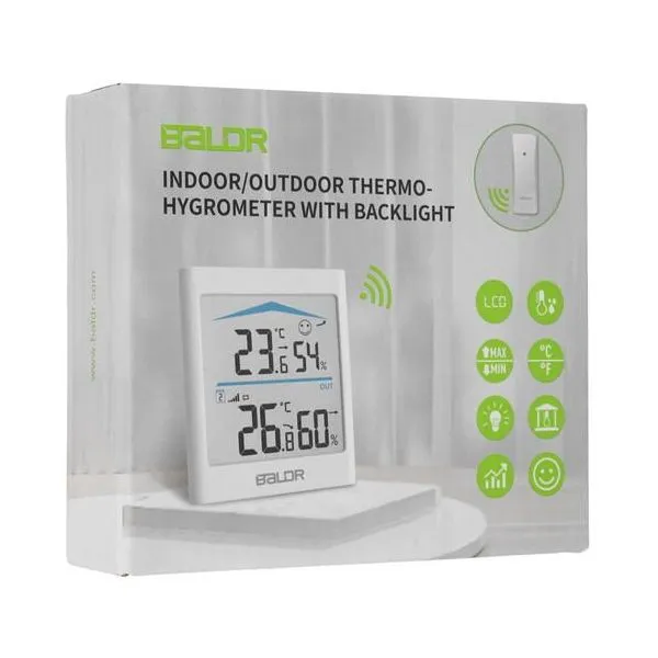 Термогигрометр BALDR B0135T2H2-BLACK цифровой с внешним датчиком, черный - фото 10