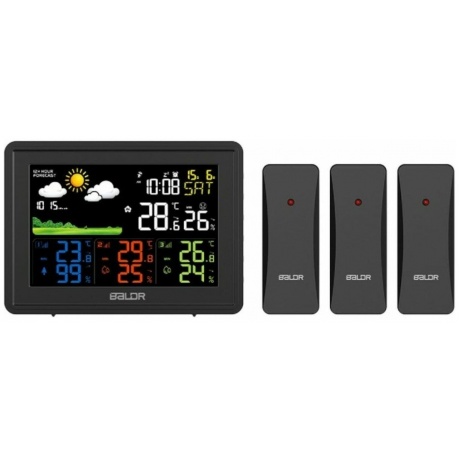 Метеостанция BALDR B0359WST4H4PR-BLACK беспроводная с тремя внешними датчиками черный 4190₽