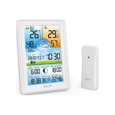 Метеостанция BALDR B0360WST2H2PR-V2 многофункцциональная беспроводная с цветным дисплеем белый 3500₽