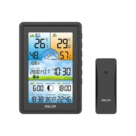 Метеостанция BALDR B0360WST2H2PR-V2 многофункцциональная беспроводная с цветным дисплеем черный 3500₽