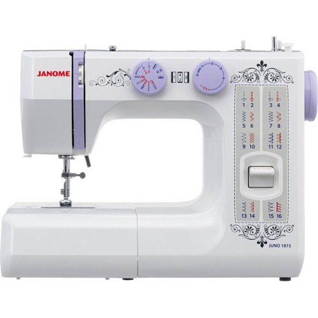 Швейная машина Janome Juno 1815 белый, электромеханическая, вертикальный, 17 операций, петля полуавтомат