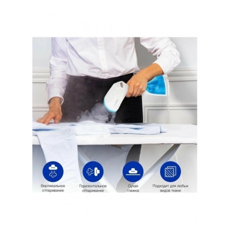 Отпариватель ручной Hyundai H-HS02125 1650Вт белый/голубой - фото 17