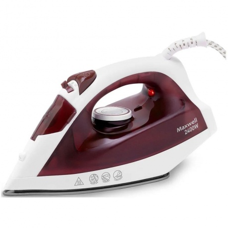 Утюг Maxwell MW-3006 2400Вт белый/бордовый - фото 1