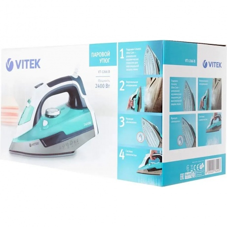 Утюг Vitek 1266-VT-02 2400Вт бирюзовый/белый - фото 20