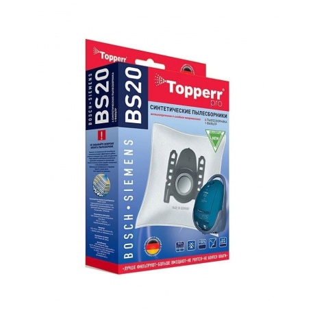 Пылесборники синтетические Topperr BS 20 4шт + 1 фильтр для Bosch / Siemens - фото 1