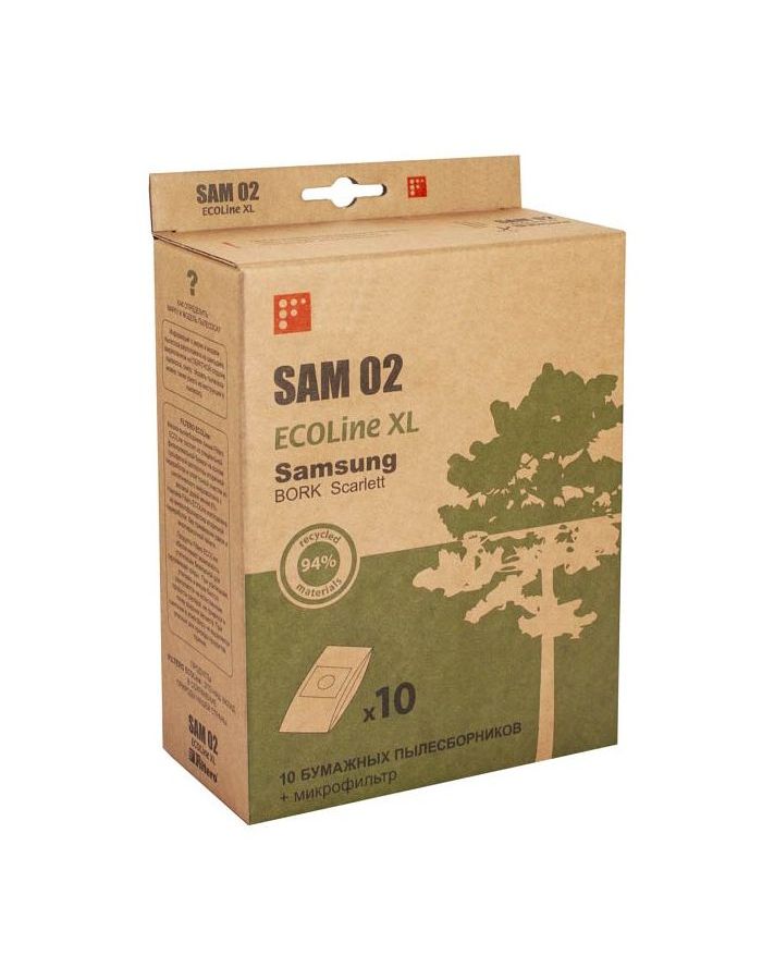 Пылесборники Filtero SAM 02 ECOLine XL (R) (10пылесбор.+фильтр) пылесборники бумажные topperr sm 9 5шт 1 микрофильтр