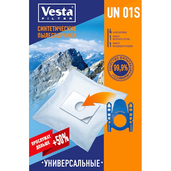 Пылесборники Vesta Filter UN 01S (4пылесбор.) мешок для пылесоса vesta bs 02s