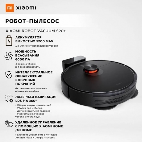 Робот-пылесос Xiaomi Robot Vacuum S20+ EU (BHR8158EU) Black - фото 5