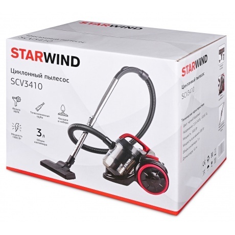 Пылесос Starwind SCV3410 черный/бордовый - фото 10