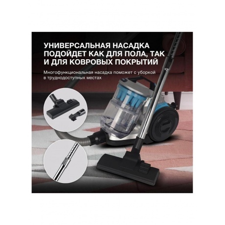 Пылесос Hyundai HYV-C2955 2400Вт серебристый/синий - фото 8