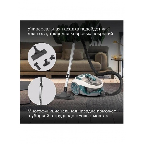 Пылесос Hyundai HYV-C3500 2220Вт белый/бирюзовый - фото 17
