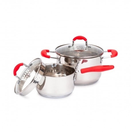 

Набор посуды ATTRIBUTE STEEL FANCY 4пр. (ковш 1.7л + кастрюля 3.3л), ASF001