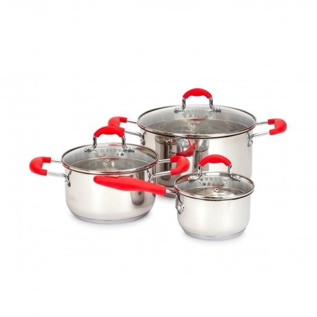 

Набор посуды ATTRIBUTE STEEL FANCY 6пр. (ковш 0.9л + кастрюли 2.3л, 5.6л), ASF002