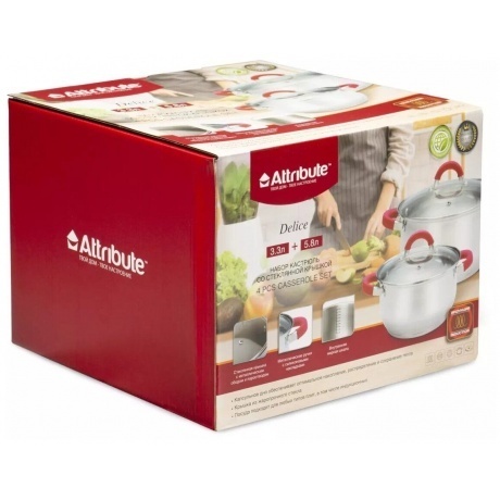 Набор кухонной посуды DELICE 4пр ATTRIBUTE STEEL ASD001 - фото 3