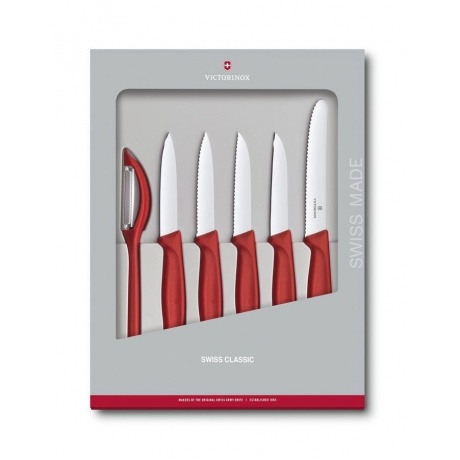 Набор ножей кухонных Victorinox Swiss Classic Kitchen (6.7111.6G) 6 шт красный - фото 1