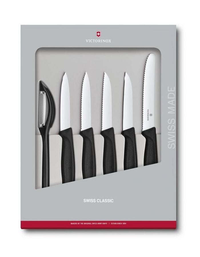 цена Набор ножей кухонных Victorinox Swiss Classic Kitchen (6.7113.6G) 6 шт черный