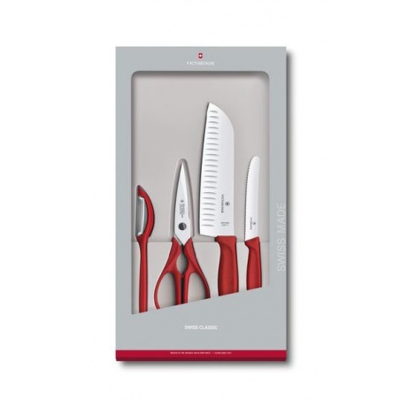Набор ножей кухонных Victorinox Swiss Classic Kitchen (6.7131.4G) 4 шт красный - фото 1