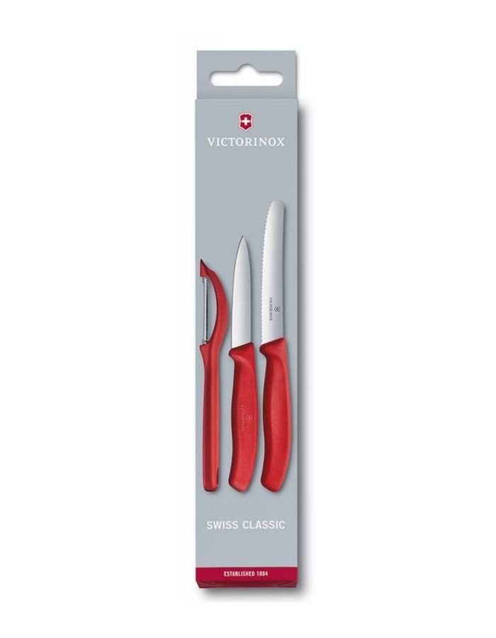 Набор ножей кухонных Victorinox Swiss Classic (6.7111.31) 3 шт красный набор ножей кухонных victorinox swiss classic paring 6 7113 3 3 шт черный