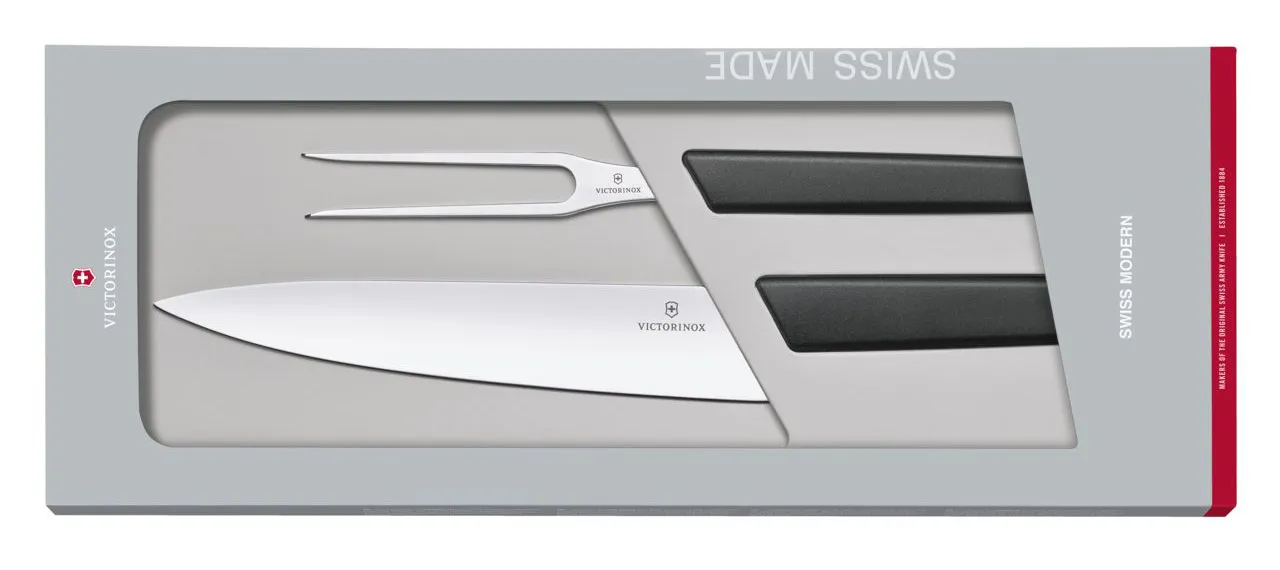 Набор ножей кухонных Victorinox Swiss Modern (6.9093.21G) + вилка черный