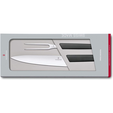 Набор ножей кухонных Victorinox Swiss Modern (6.9093.21G) + вилка черный