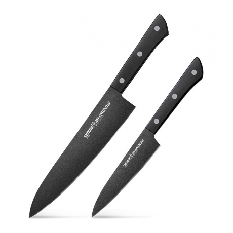 Набор из 2 ножей Samura Shadow с покрытием Black-coating, AUS-8, ABS пластик - фото 1