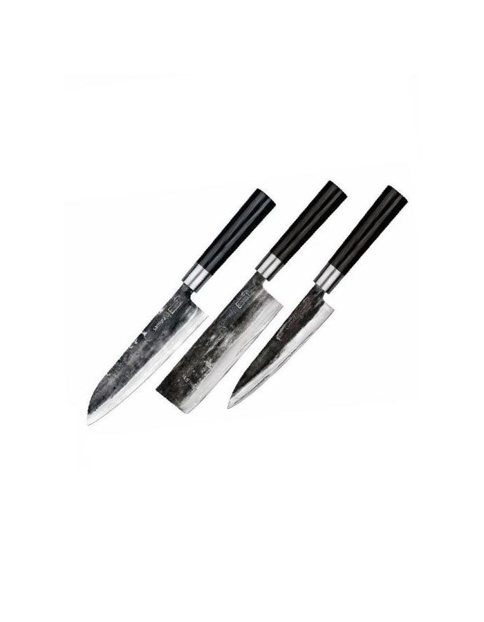 Набор из 3 кухонных ножей Samura Super 5, VG-10 5 слоев, микарта японский топорик накири samura damascus sd 0043 y