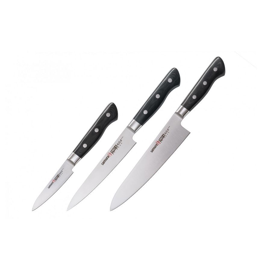 Набор из 3 ножей Samura Pro-S в подарочной коробке, G-10 набор из 3 ножей и подставки samura golf в подарочной коробке