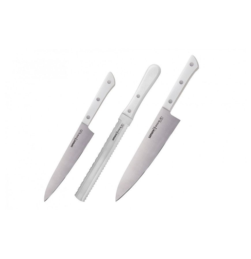 Набор ножей 3 в 1 Samura Harakiri, корроз.-стойкая сталь, ABS пластик набор из 3 кухонных ножей samura super 5 vg 10 5 слоев микарта