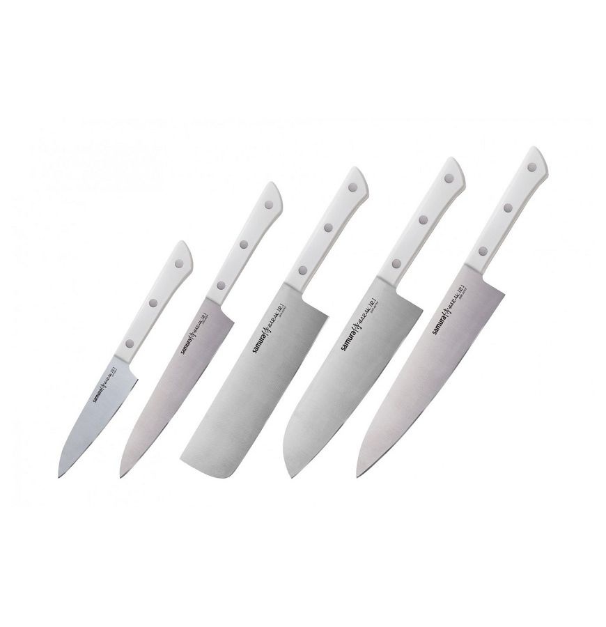 Набор ножей 5 в 1 Samura Harakiri, корроз.-стойкая сталь, ABS пластик овощной нож накири flash 18 см ff ve180 tojiro