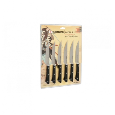 Набор стейковых ножей 6 в 1 Samura Harakiri, кор.-стойкая сталь,ABS пластик - фото 2