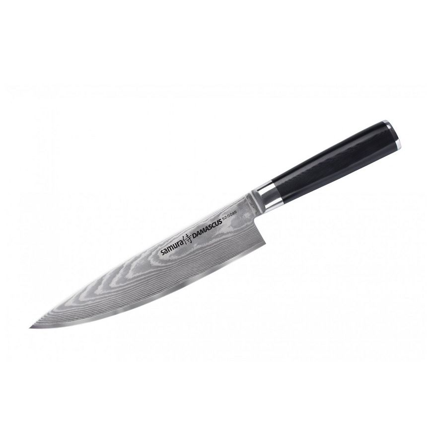 Нож Samura Damascus Шеф, 20 см, G-10, дамаск 67 слоев нож samura для томатов damascus 12 см g 10 дамаск 67 слоев