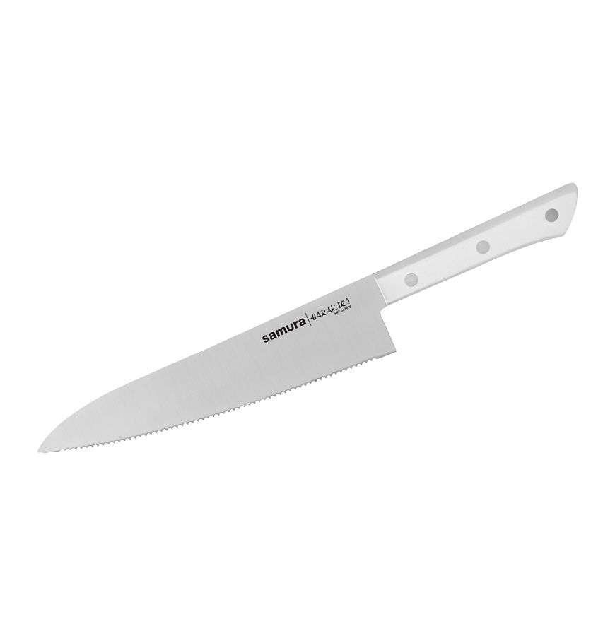 Нож Samura Harakiri Шеф серрейтор, 20,8 см, корроз.-стойкая сталь, ABS пластик нож samura овощной harakiri 9 9 см корроз стойкая сталь abs пластик