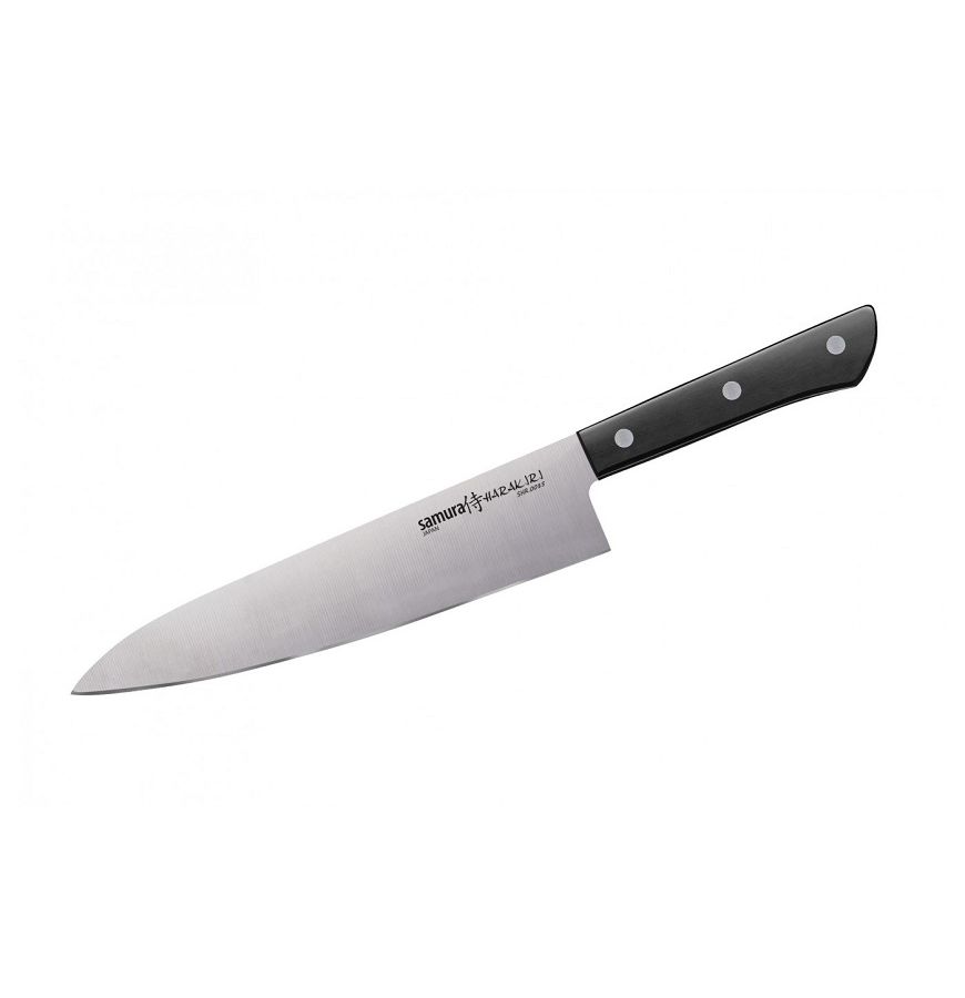 Нож Samura Harakiri Шеф, 20,8 см, корроз.-стойкая сталь, ABS пластик нож кухонный samura harakiri универсальный лезвие 12 см чёрная рукоять