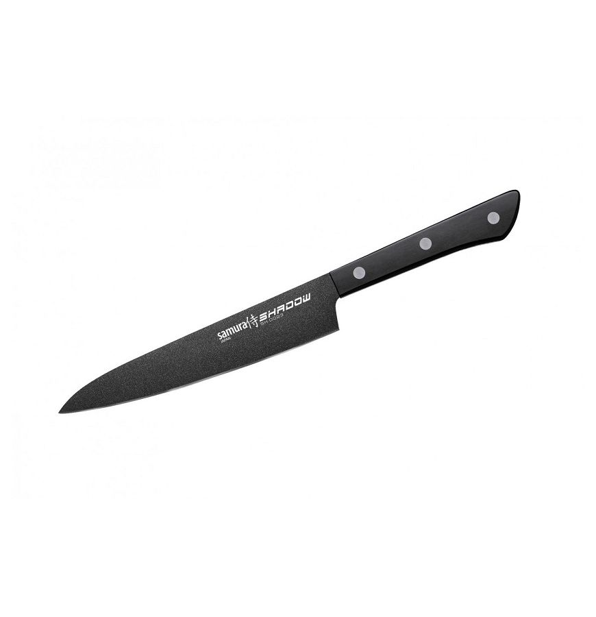 набор из 3 ножей samura shadow с покрытием black coating aus 8 abs пластик Нож Samura Shadow универсальный 15 см, AUS-8, ABS пластик