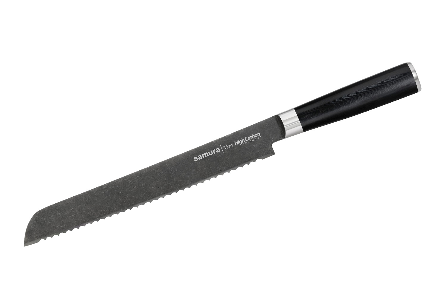 нож кухонный samura mo v сантоку лезвие 18 см Нож Samura для хлеба Mo-V Stonewash, 23 см, G-10