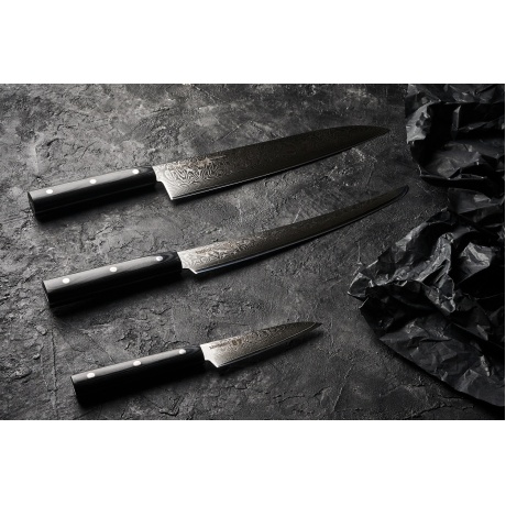 Нож Samura овощной 67, 9,8 см, дамаск 67 слоев, микарта - фото 9
