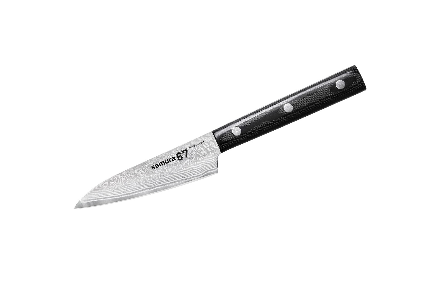 Нож Samura овощной 67, 9,8 см, дамаск 67 слоев, микарта набор из 3 кухонных ножей samura super 5 vg 10 5 слоев микарта