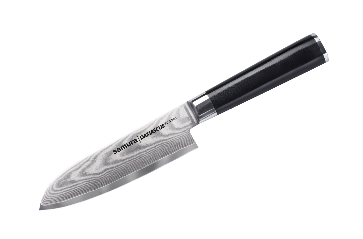 Нож Samura сантоку Damascus, 14,5 см, G-10, дамаск 67 слоев нож кухонный для хлеба samura damascus sd 0055 16 g 10 дамаск 67 слоев 230 мм