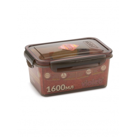 Контейнер с крышкой дымчатый 1600мл прямоугольный VIOLET V093161 - фото 1