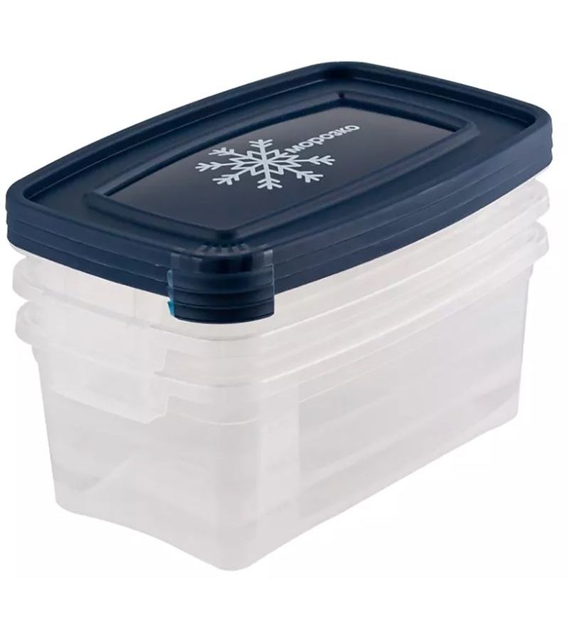 Набор контейнеров для замораживания продуктов МОРОЗКО 1л 3 шт прямоуг. POLIMERBYT C57036 заготовки из овощей сохраняем витамины