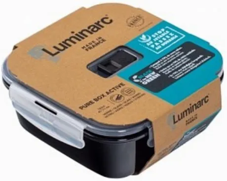 Контейнер BLACK BOX чёрный 1220мл квадратный стеклянный с крышко...