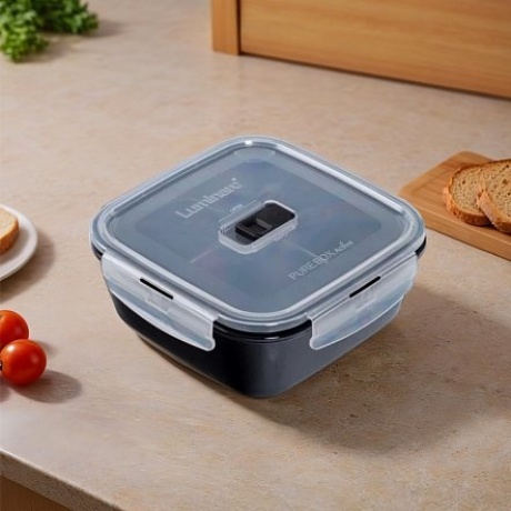 Контейнер BLACK BOX чёрный 1220мл квадратный стеклянный с крышкой - фото 5