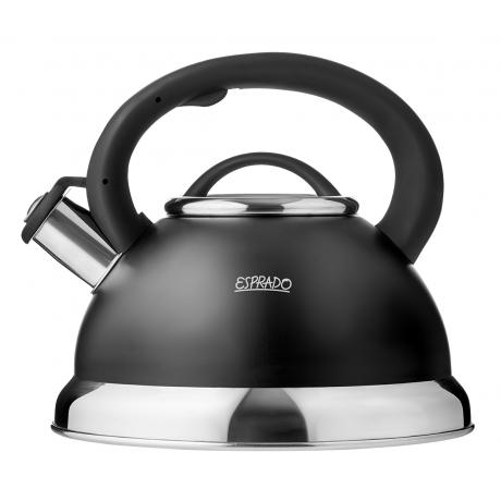 Чайник наплитный Esprado Onix 2,2л, черный, со свистком, нерж. сталь - фото 1